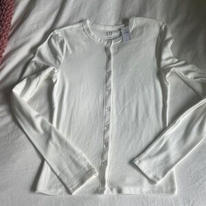 GAP Cream Long Sleeve Button-Up Cardigan